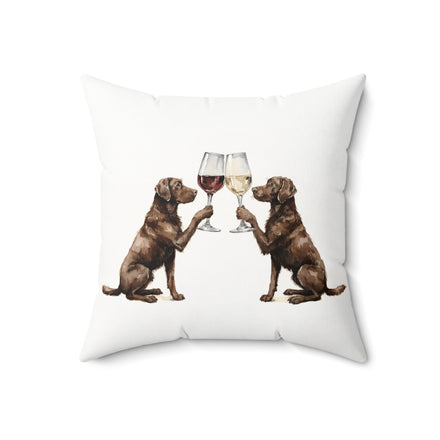 Happy Hour Chocolate Labrador Retriever Throw Pillow