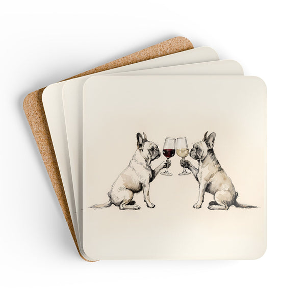 Happy Hour French Bulldog Coaster Set