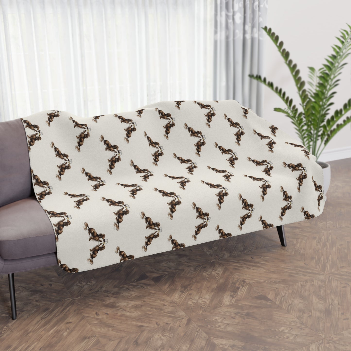 Happy Hour Long-Haired Dachshund Sherpa Blanket