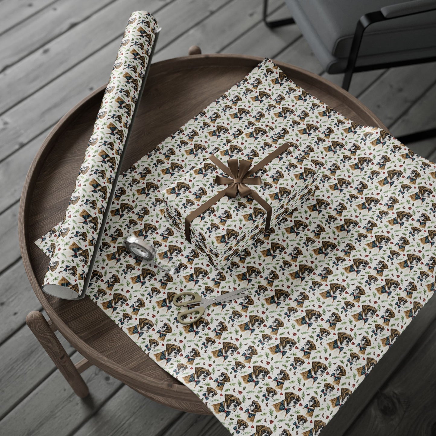 Dapper Boxer Wrapping Paper — Bow Tie & Botanicals