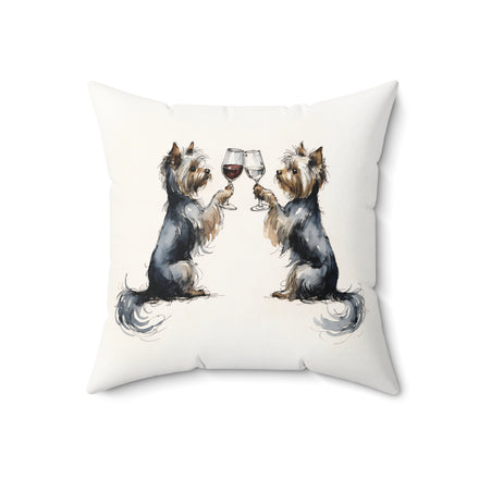 Happy Hour Yorkshire Terrier Throw Pillow