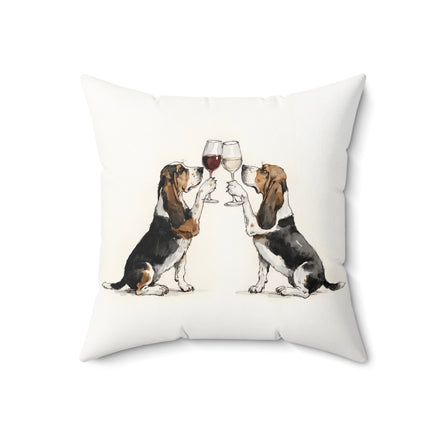 Happy Hour Basset Hound Throw Pillow