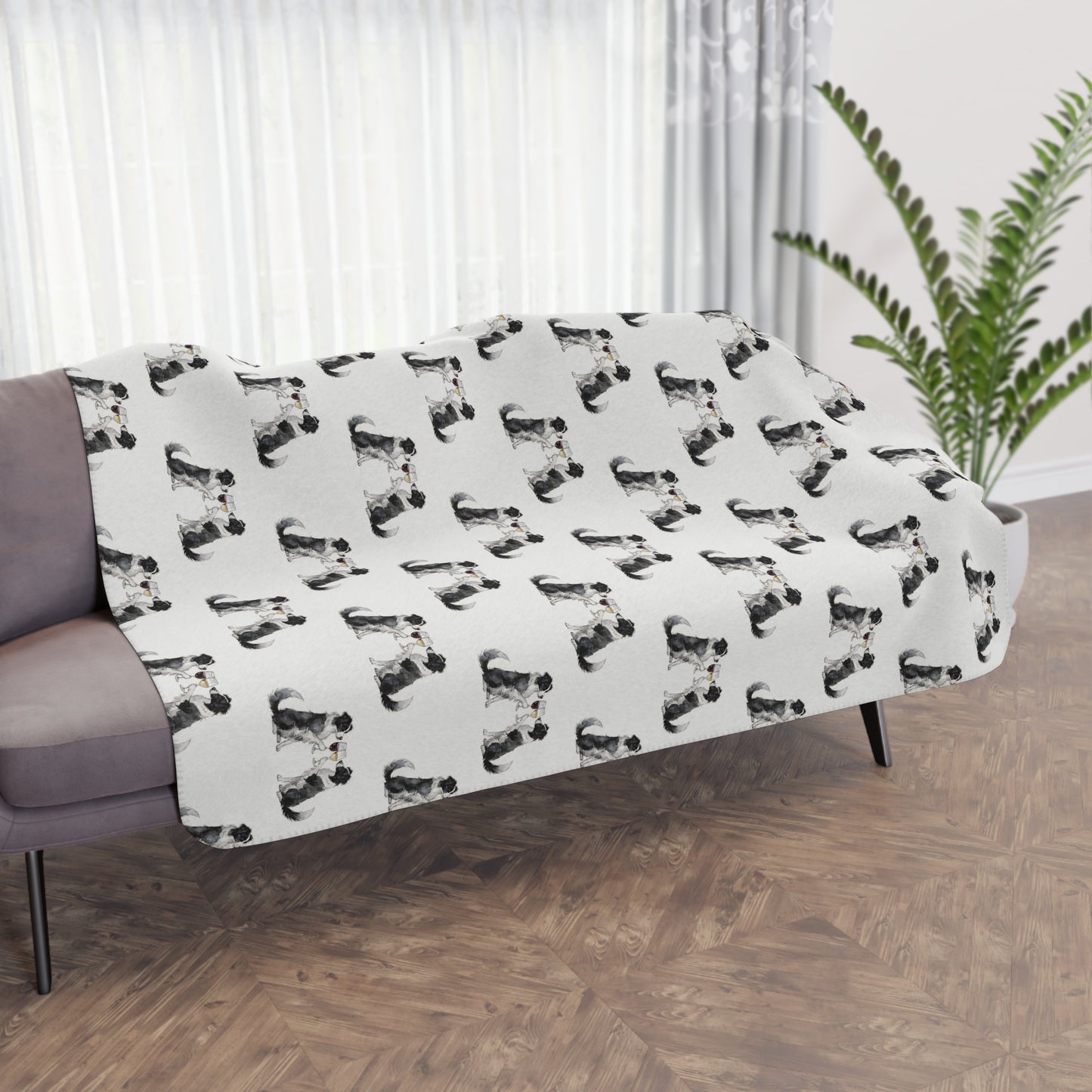 Happy Hour Border Collie Sherpa Blanket