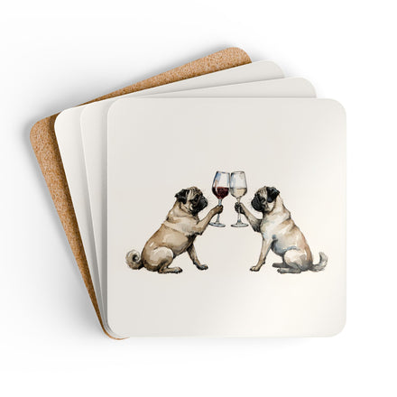 Happy Hour Pug Coaster Set