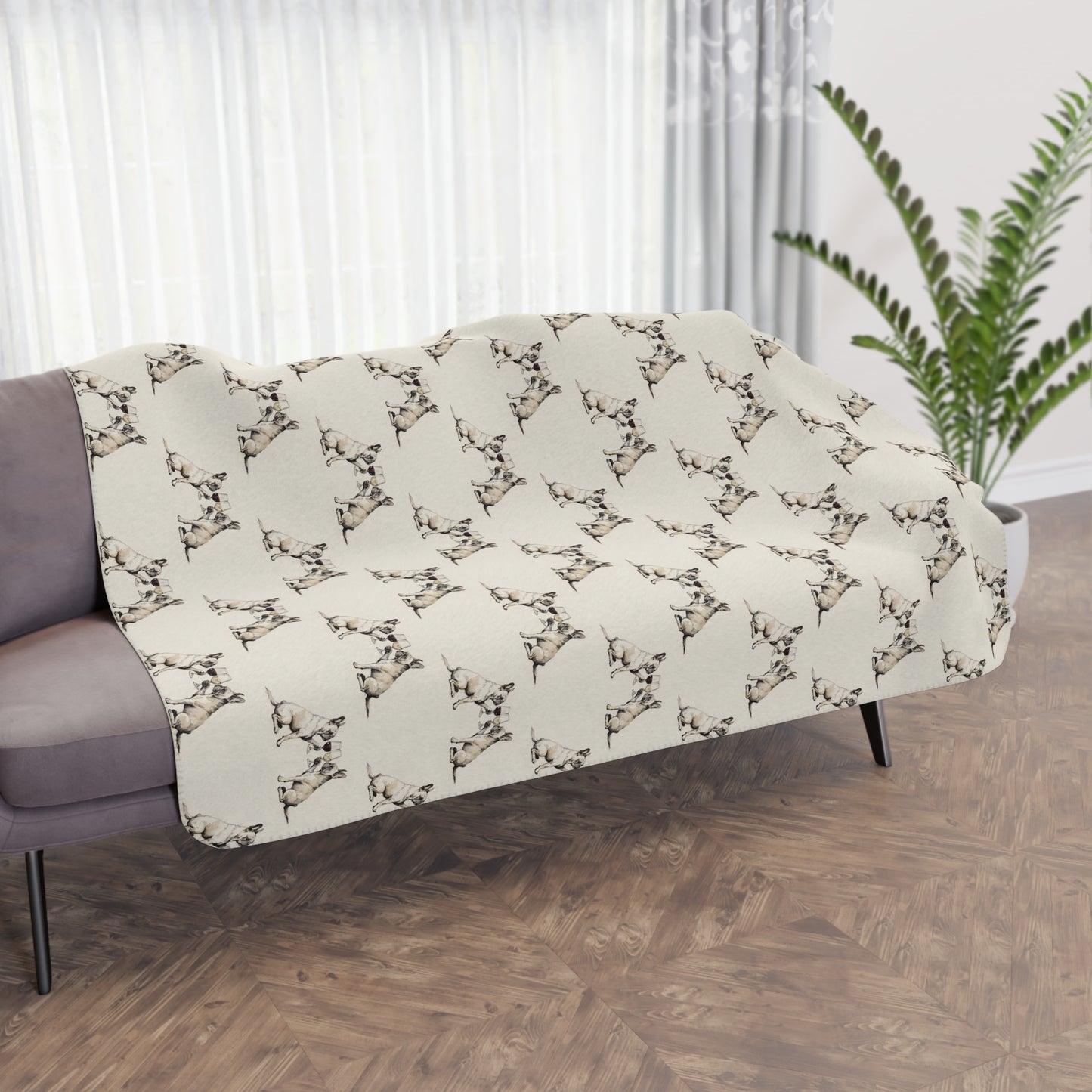 Happy Hour French Bulldog Sherpa Blanket