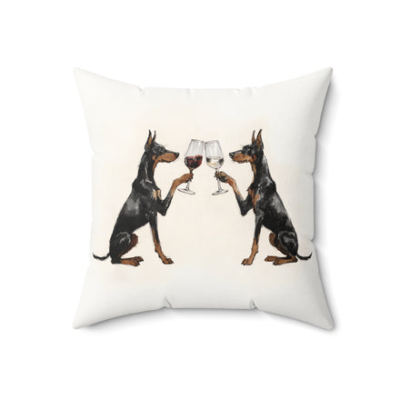 Happy Hour Doberman Throw Pillow