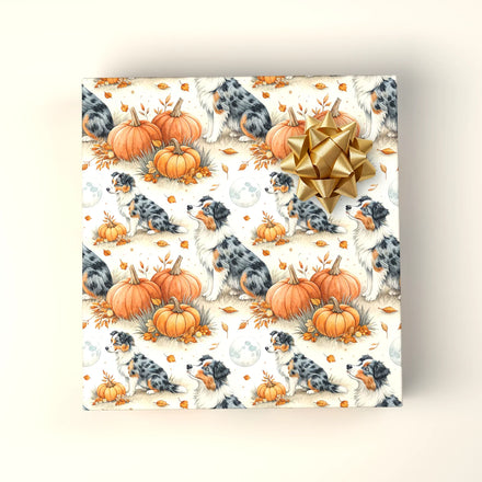 Pumpkin Patch Australian Shepherd Wrapping Paper