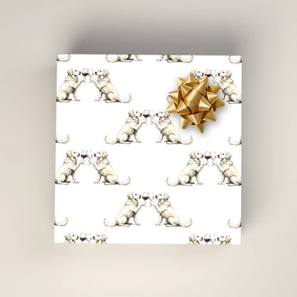 Happy Hour English Cream Golden Retriever Wrapping Paper