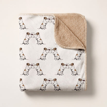 Happy Hour Jack Russell Terrier Sherpa Blanket