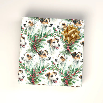 Jack Russell Terrier Portrait Wreath Wrapping Paper