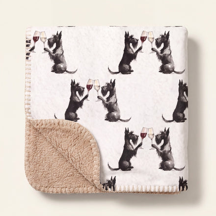 Happy Hour Scottish Terrier Sherpa Blanket
