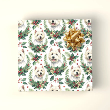 Westie Portrait Wreath Wrapping Paper