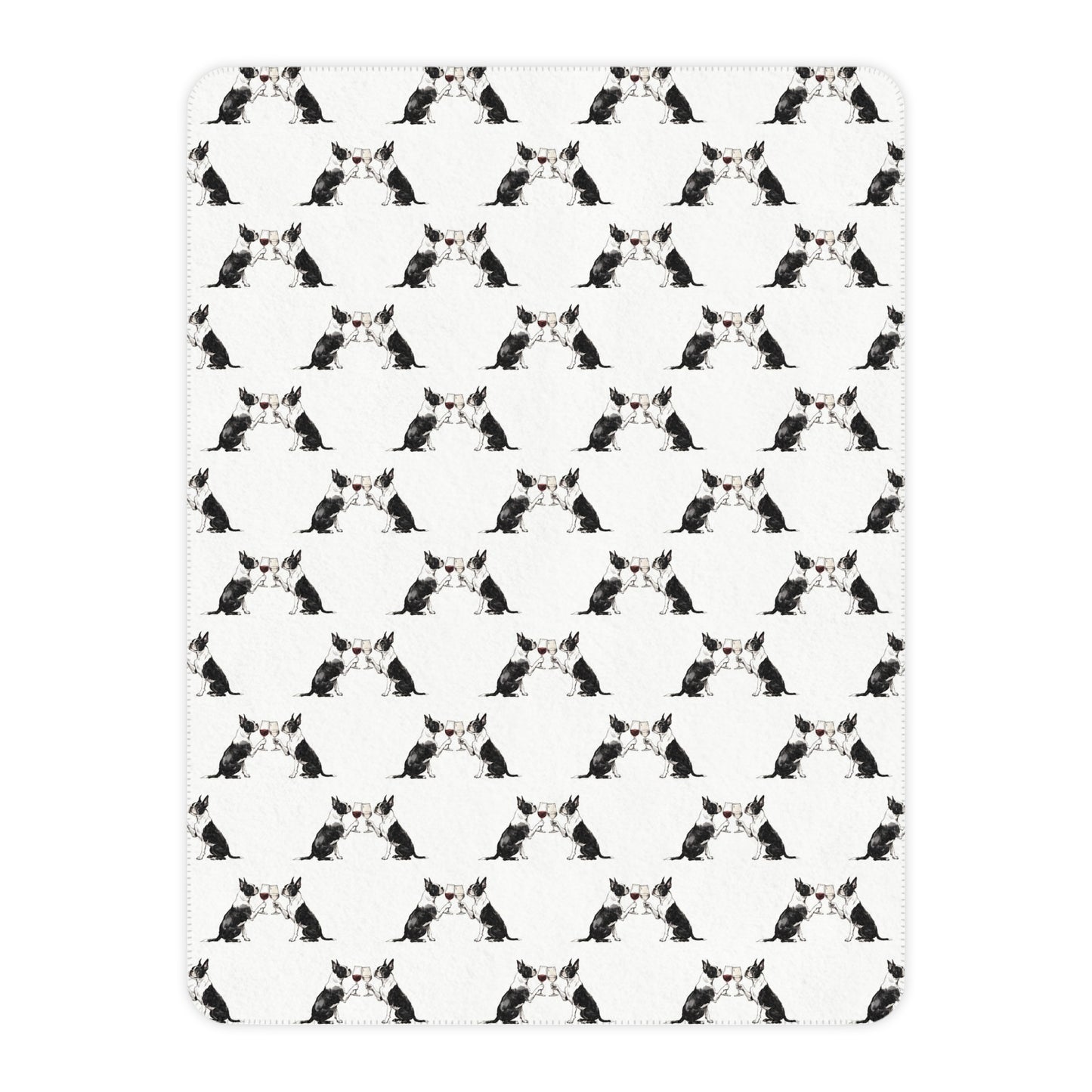 Happy Hour Boston Terrier Sherpa Blanket