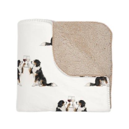 Happy Hour Bernese Mountain Dog Sherpa Blanket