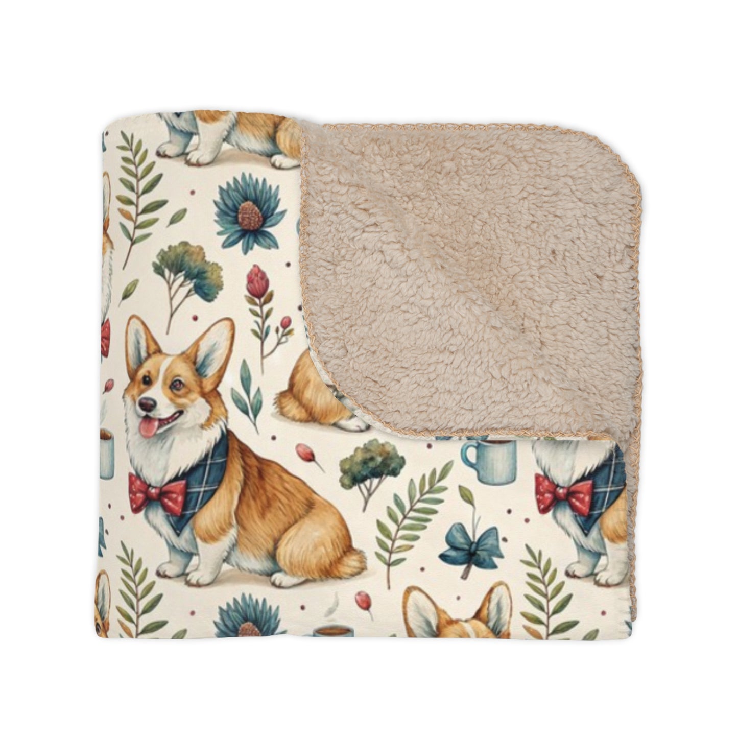 Dapper Corgi Sherpa Blanket