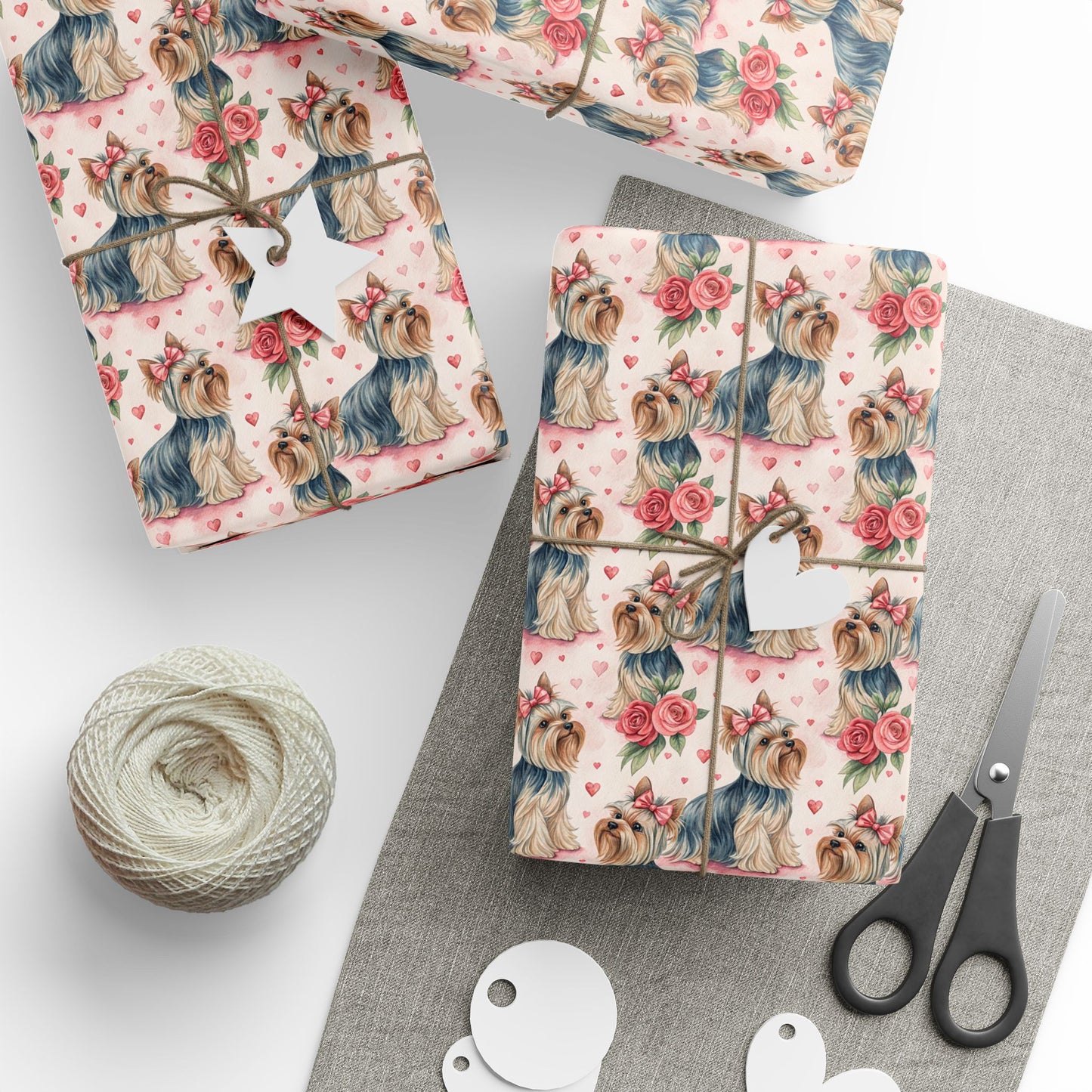 Yorkshire Terrier Rose & Bow Wrapping Paper