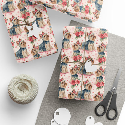 Yorkshire Terrier Rose & Bow Wrapping Paper