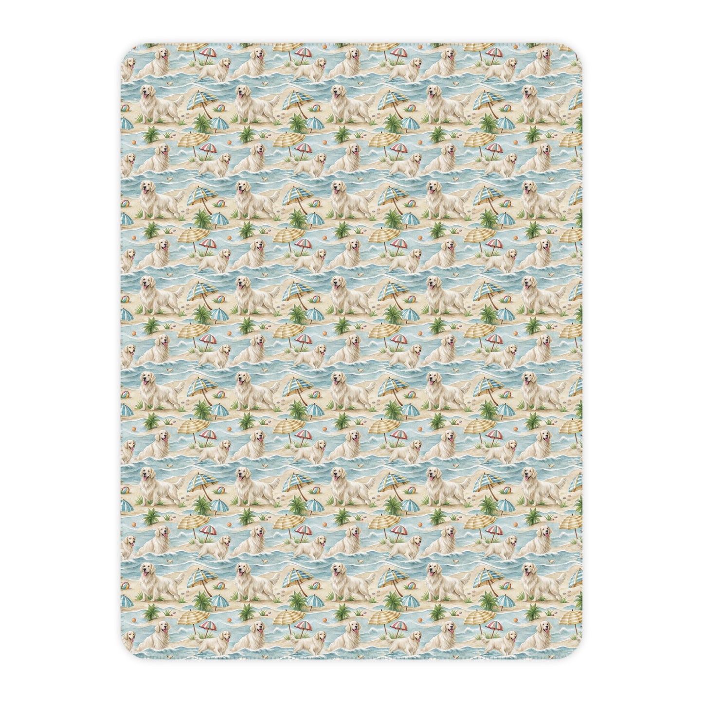 English Cream Golden Retriever Beach Day Sherpa Blanket