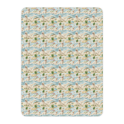 English Cream Golden Retriever Beach Day Sherpa Blanket