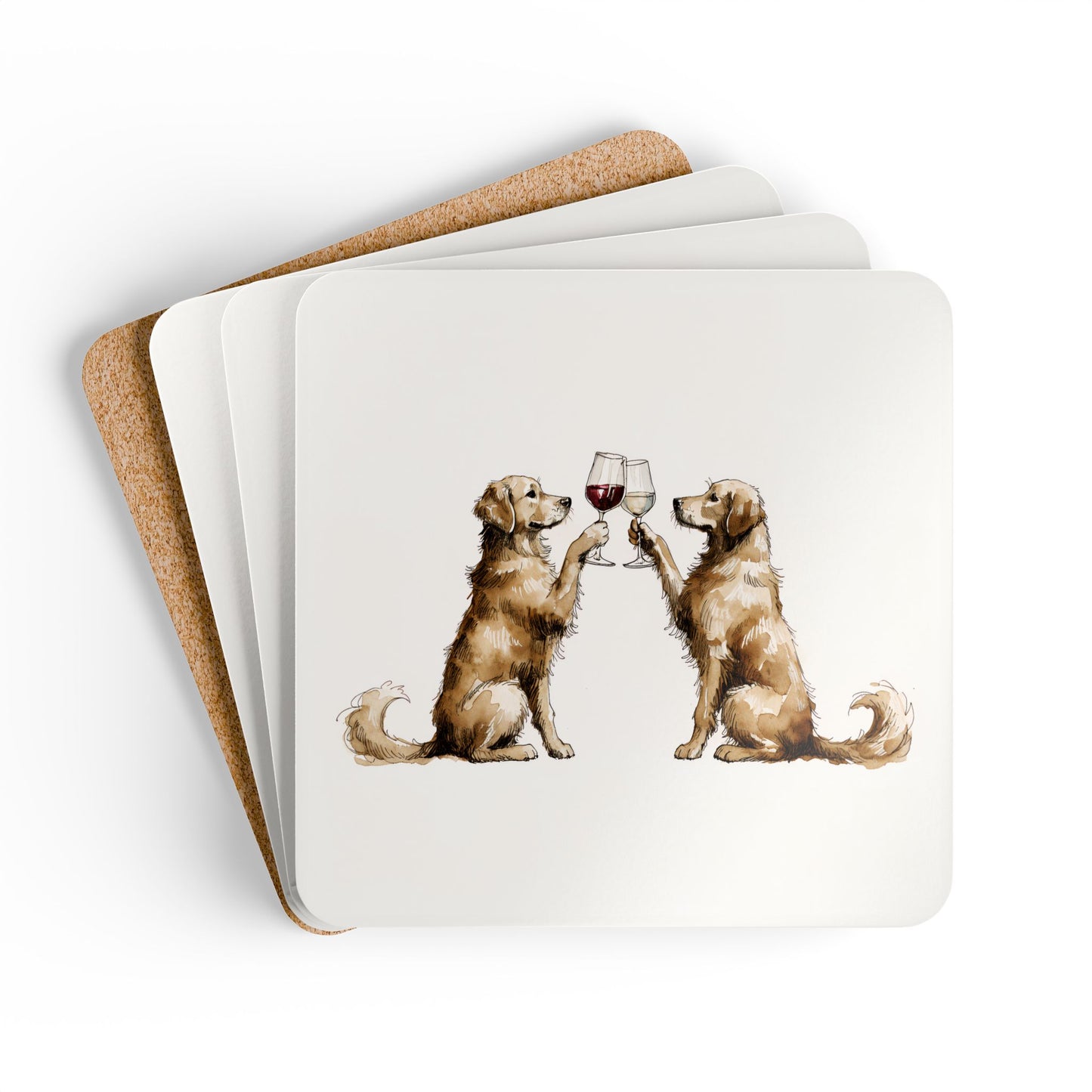 Happy Hour Golden Retriever Coaster Set