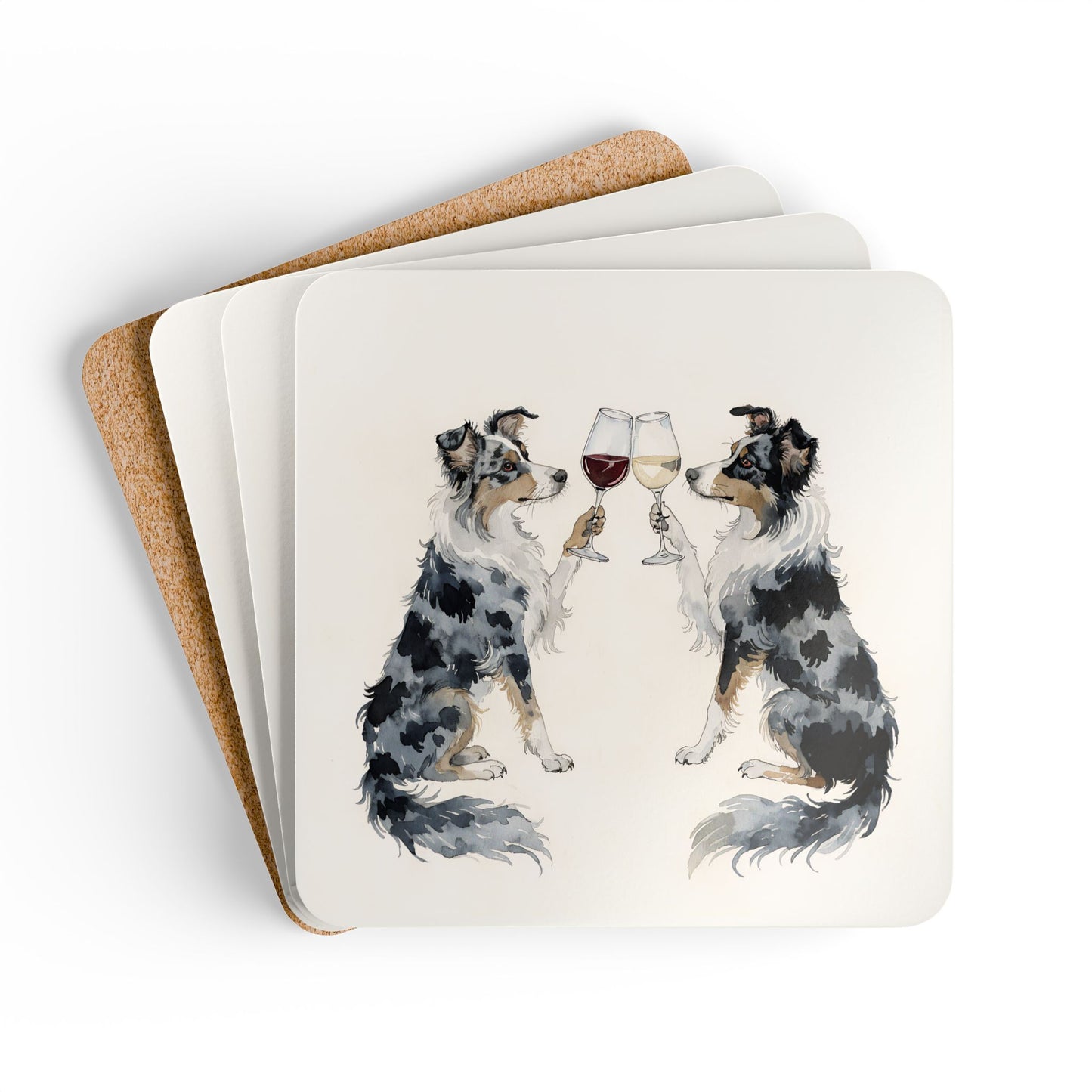 Happy Hour Australian Shepherd Coaster Set