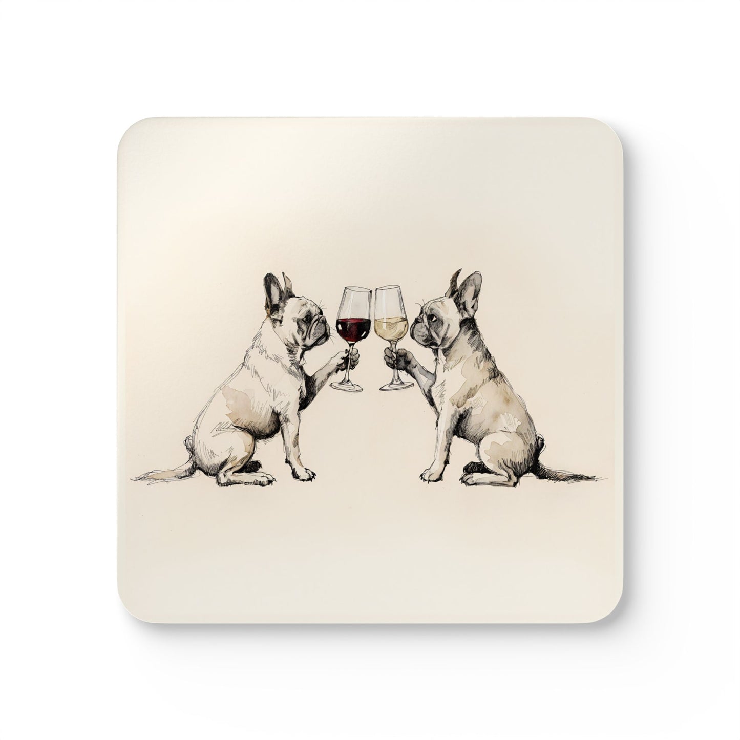 Happy Hour French Bulldog Coaster Set