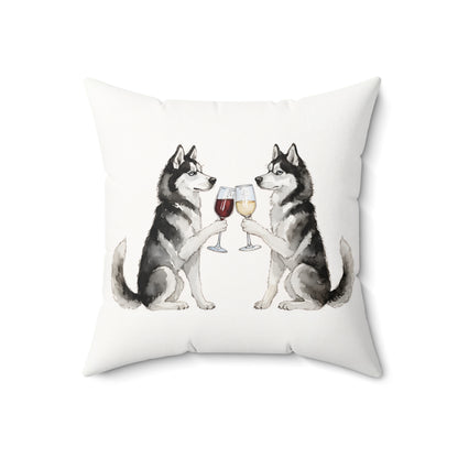 Happy Hour Siberian Husky Throw Pillow