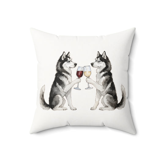 Happy Hour Siberian Husky Throw Pillow