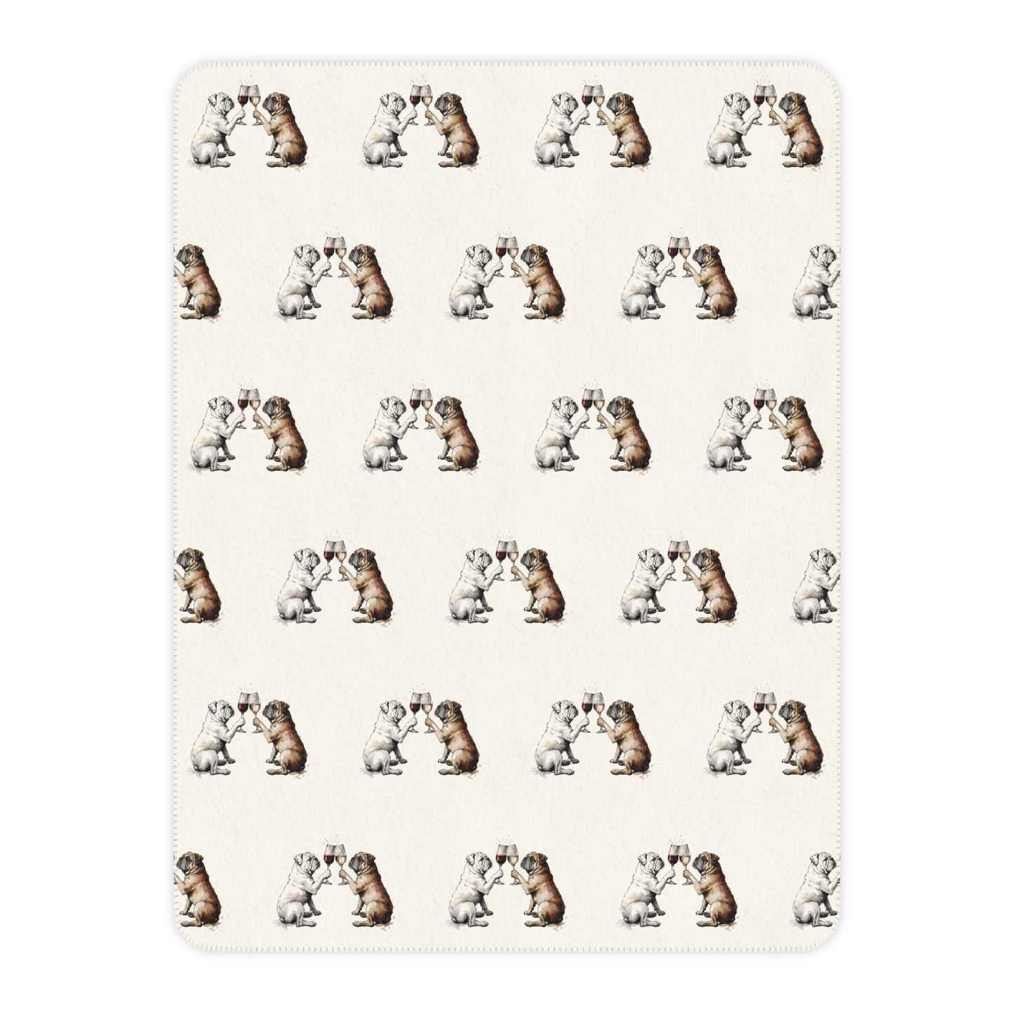 Happy Hour English Bulldog Sherpa Blanket