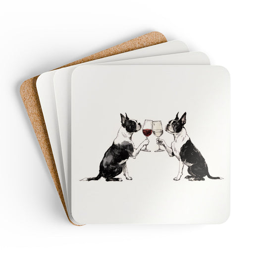 Happy Hour Boston Terrier Coaster Set