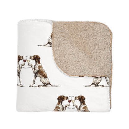 Happy Hour German Shorthaired Pointer Sherpa Blanket