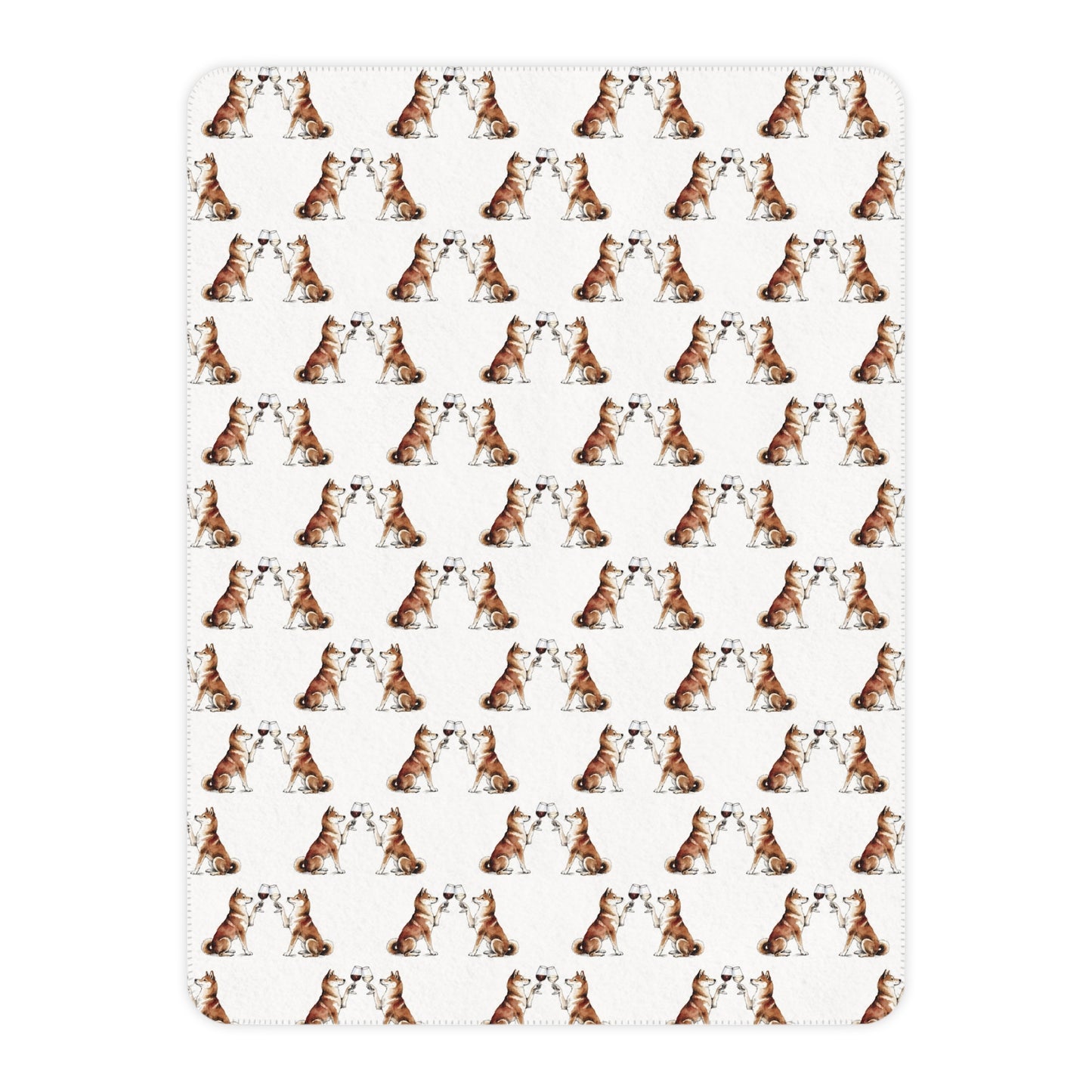 Happy Hour Shiba Inu Sherpa Blanket