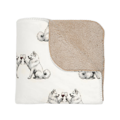 Happy Hour Samoyed Sherpa Blanket