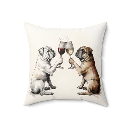 Happy Hour English Bulldog Throw Pillow