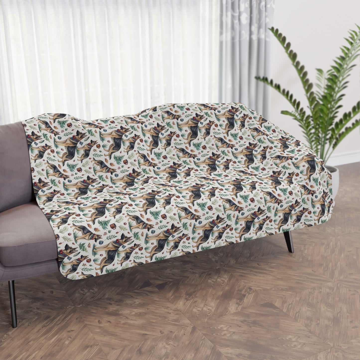 Dapper German Shepherd Sherpa Blanket
