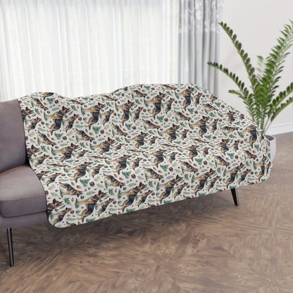 Dapper German Shepherd Sherpa Blanket