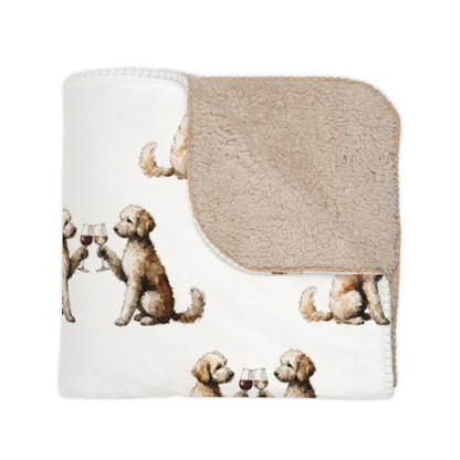 Happy Hour Goldendoodle Sherpa Blanket