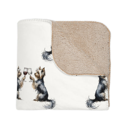 Happy Hour Yorkshire Terrier Sherpa Blanket