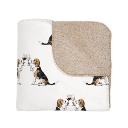 Happy Hour Beagle Sherpa Blanket