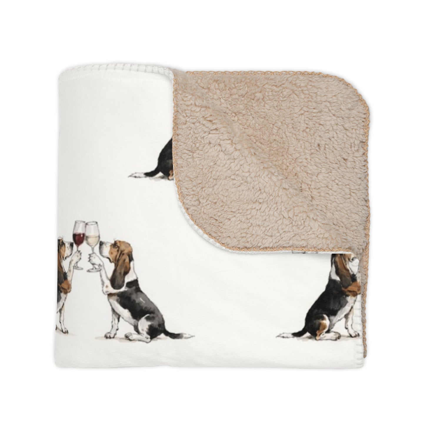 Happy Hour Basset Hound Sherpa Blanket