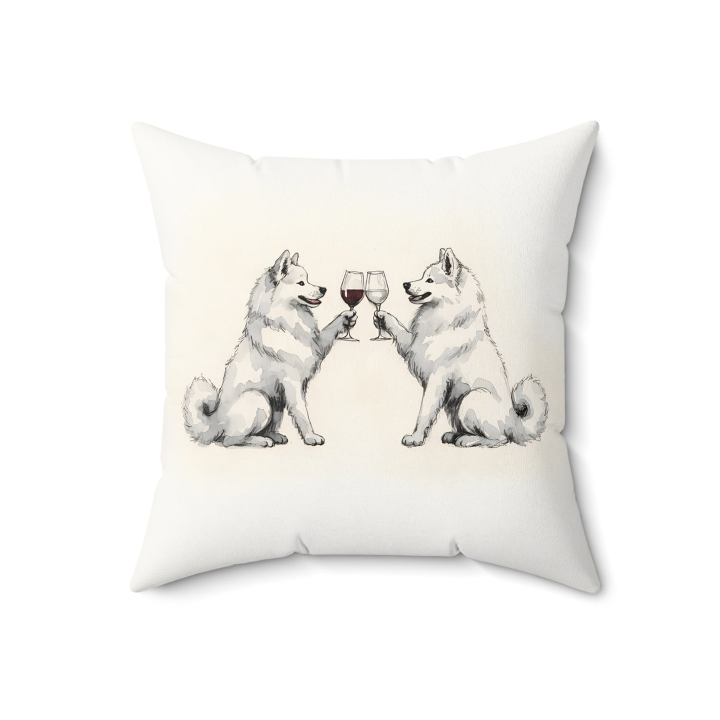Happy Hour Samoyed Throw Pillow
