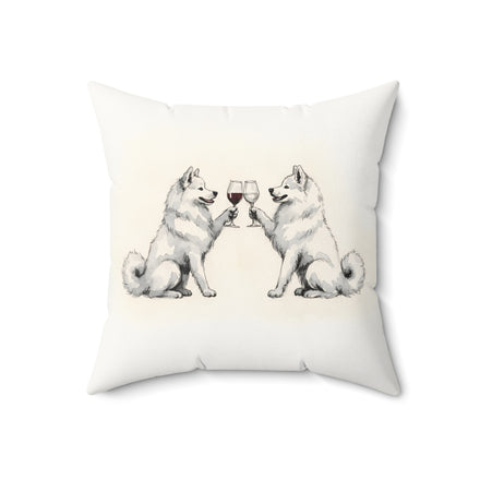 Happy Hour Samoyed Throw Pillow