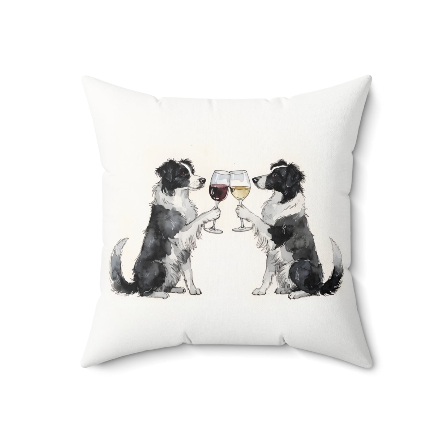 Happy Hour Border Collie Throw Pillow