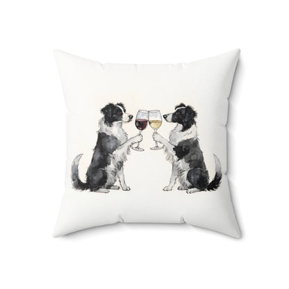 Happy Hour Border Collie Throw Pillow