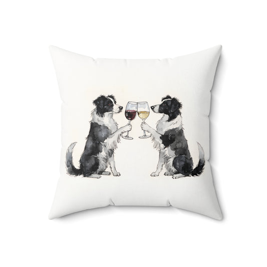 Happy Hour Border Collie Throw Pillow