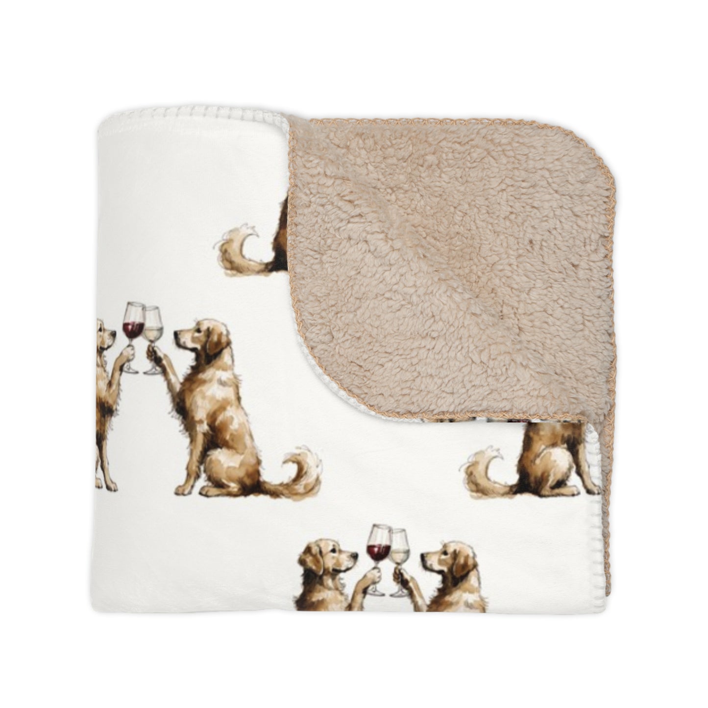 Happy Hour Golden Retriever Sherpa Blanket