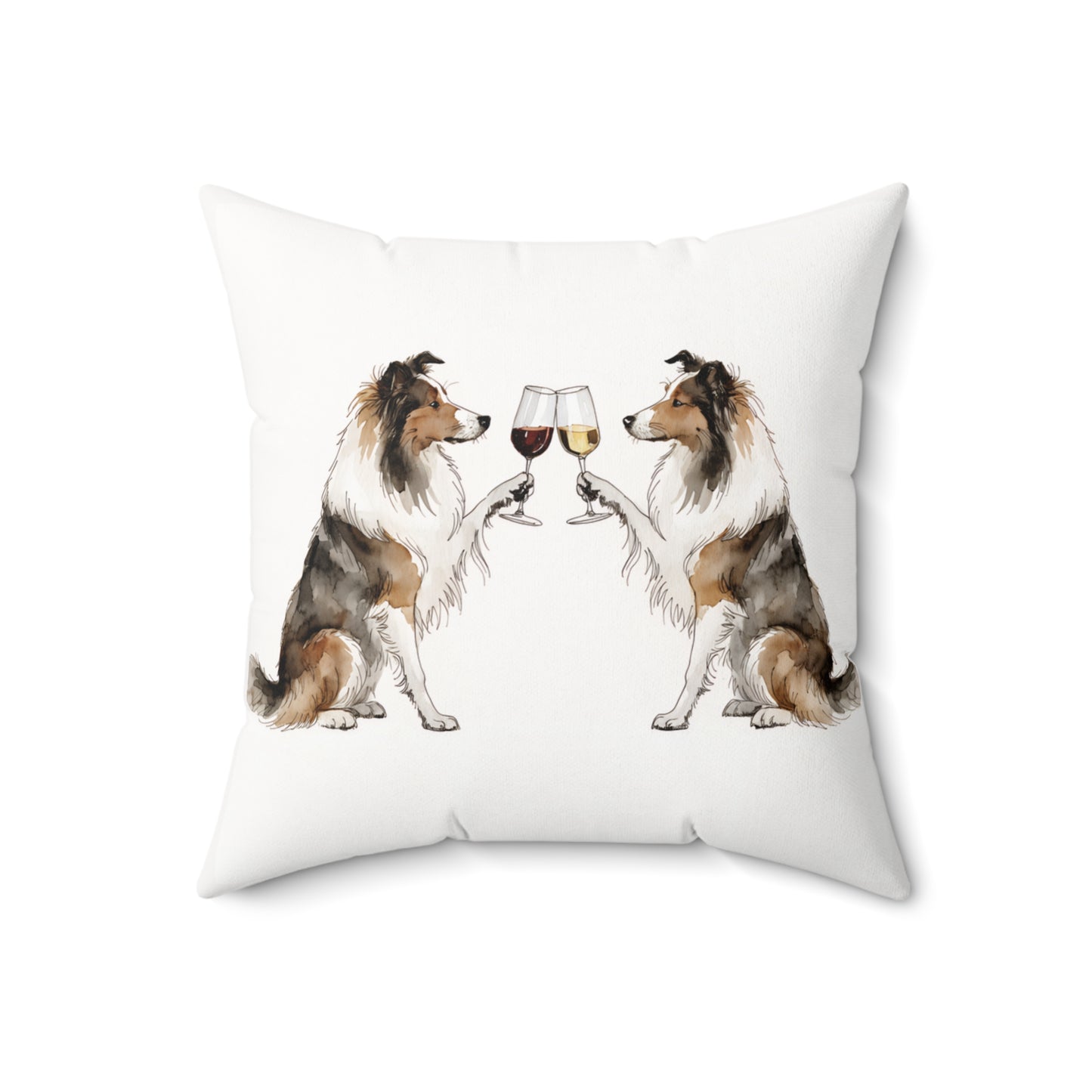 Happy Hour Collie Throw Pillow