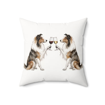 Happy Hour Collie Throw Pillow