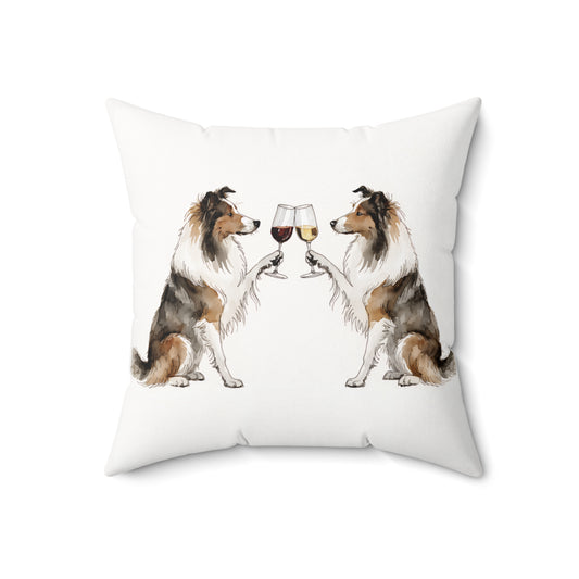 Happy Hour Collie Throw Pillow