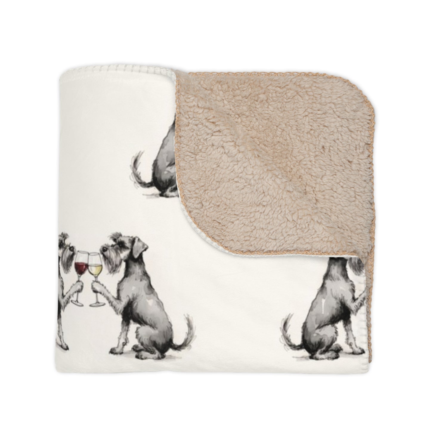 Happy Hour Miniature Schnauzer Sherpa Blanket